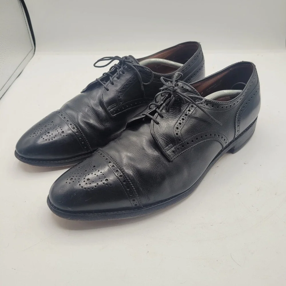 Allen‎ Edmonds Sanford Oxford Cap Toe Shoes 14 A Black Leather Made in USA